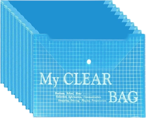 Transparente Mappe mit Klickverschluss Blau A4