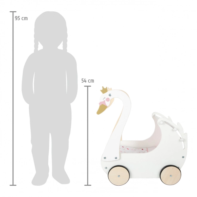 Kinderholzpuppenwagen Schwan