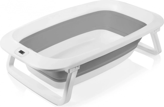 LIONelo Zusammenklappbare Babywanne Babybubble mit Thermometer und Liege Grau Taube