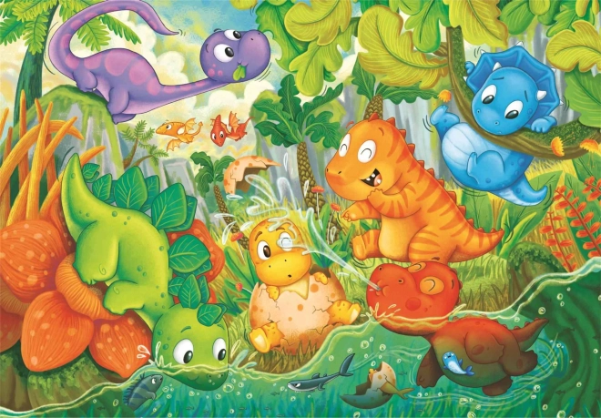 Clementoni Puzzle Glückliche Dinosaurier-Oase, MAXI 24 Teile