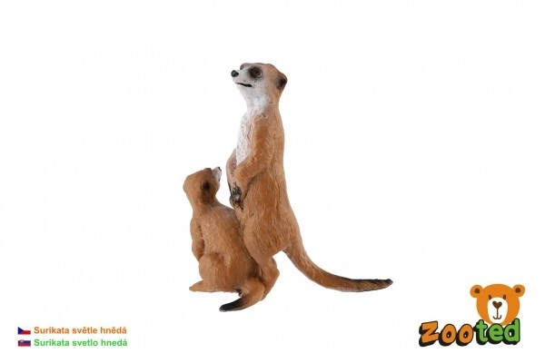 Dekorative Figur Erdmännchen mit Jungtier - aus Kunststoff, hellbraun, 8cm