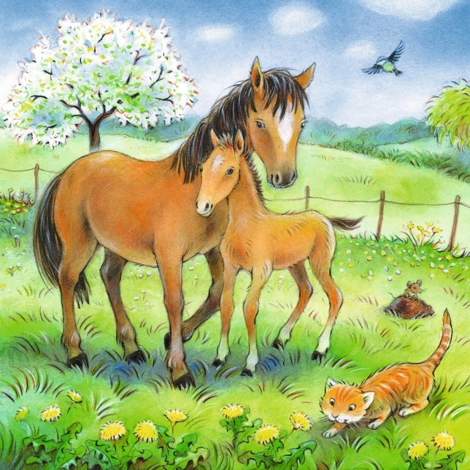 RAVENSBURGER Puzzle – Tierisches Kuscheln, 3×49 Teile