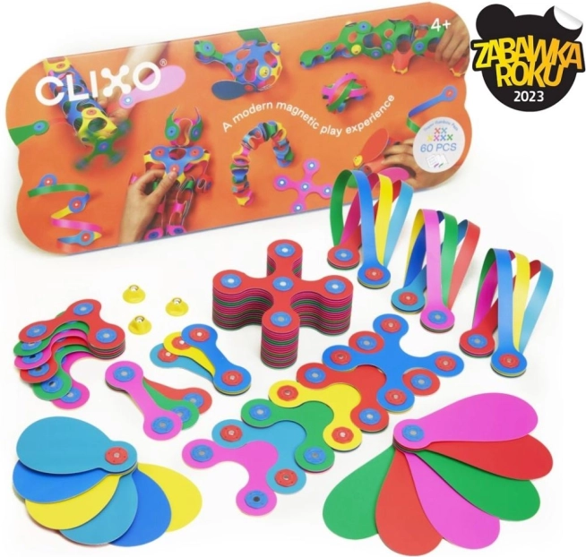 Clixo Super Rainbow magnetisches Konstruktionsset 60 Stück