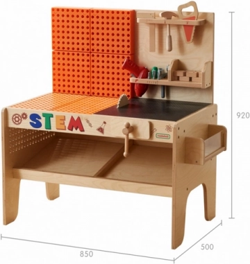 Holztisch XL Werkstatt Montessori STEM mit Werkzeugen und Zubehör Masterkidz