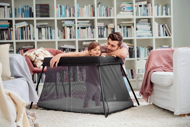 BABYBJÖRN - Reisebett LIGHT - Silber + Spannbettlaken – Schwarz