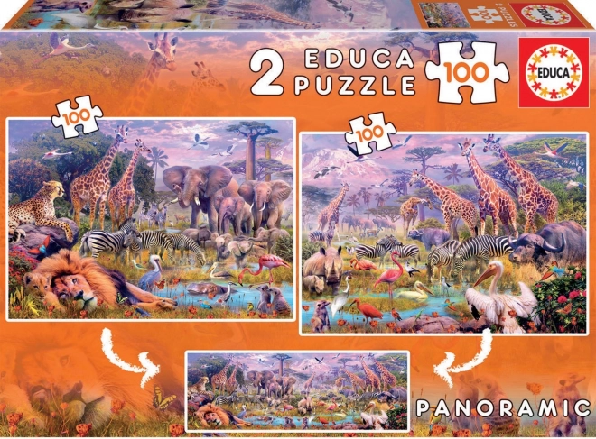 Educa Puzzle Panorama Wilde Tiere