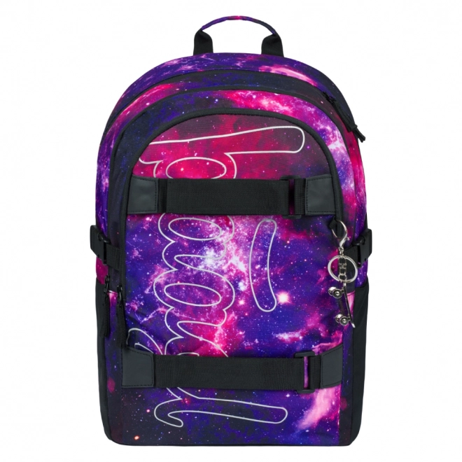 Baagl 5-teiliges Set Skate Galaxy: Rucksack, Federmäppchen, Beutel, Mappe, Geldbörse