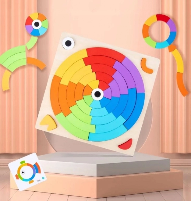 Holzpuzzle Regenbogenrad