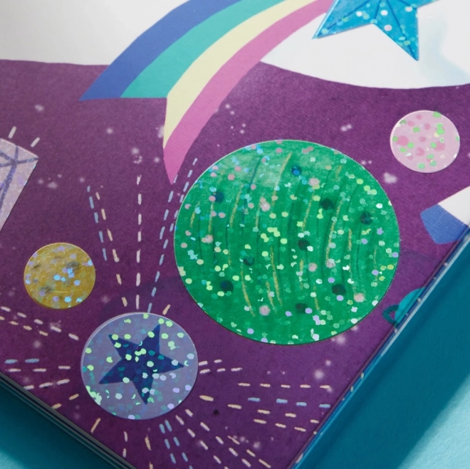 Set aus glitzernden Aufklebern mit magischen Einhörnern