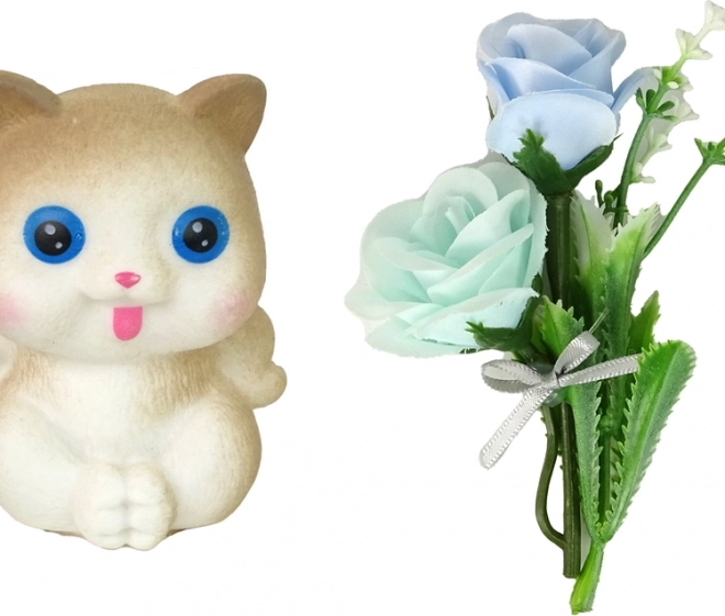 Set mit Kätzchen und Blumen