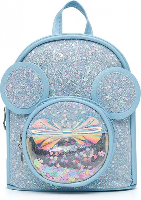 Kinderrucksack mit Pailletten und Mäuseohren - blau