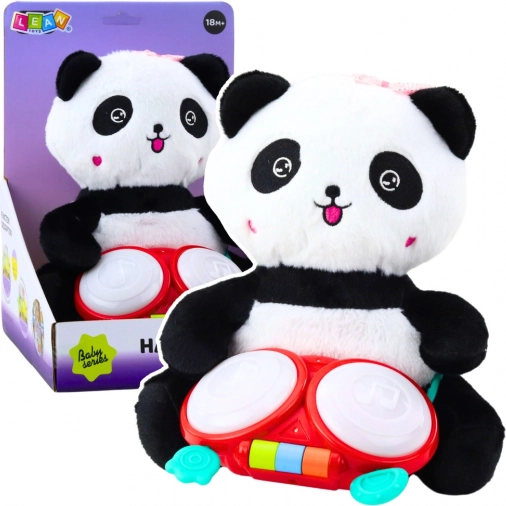 Plüschpanda mit Trommel und Lichteffekten