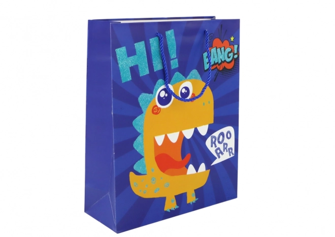 Papier Geschenktasche Blau Dinosaurier