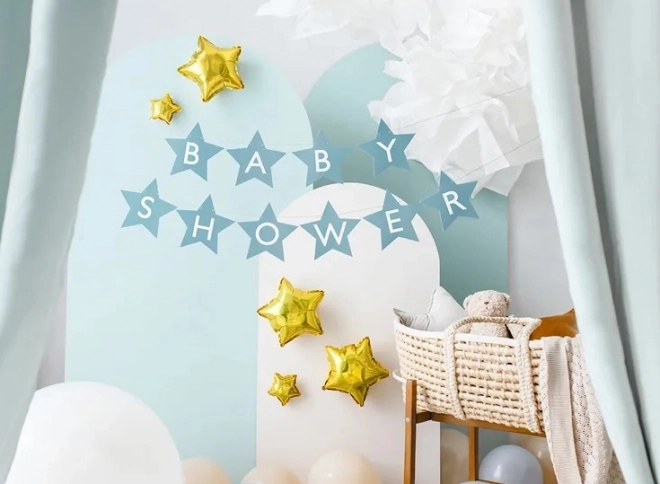 Banner Baby Shower Sterne Hellblau