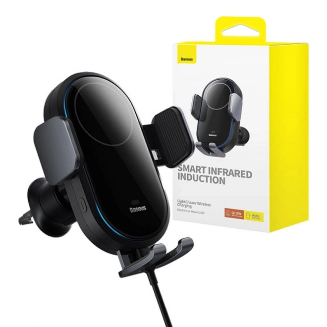 Auto Handyhalter mit induktiver Ladestation von BASEUS LightChaser (Schwarz)