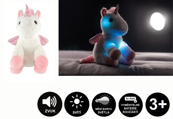 Plüsch-Einhorn mit Flügeln und Lichteffekten
