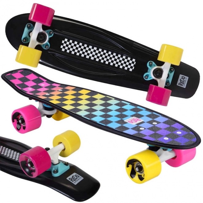 Retro Poly Cruiser Skateboard Buntes Schachbrett