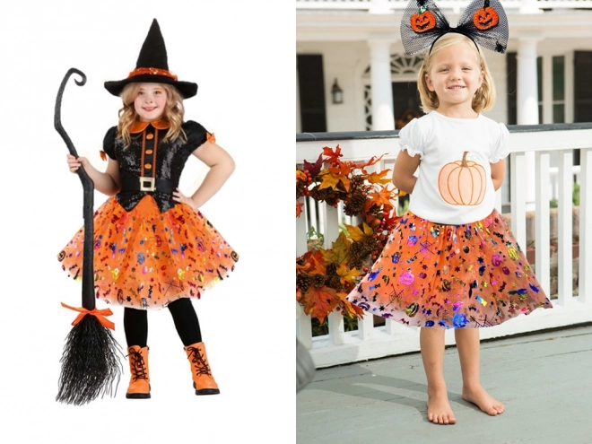 Halloween Tutu-Kleid Kürbis Stirnband