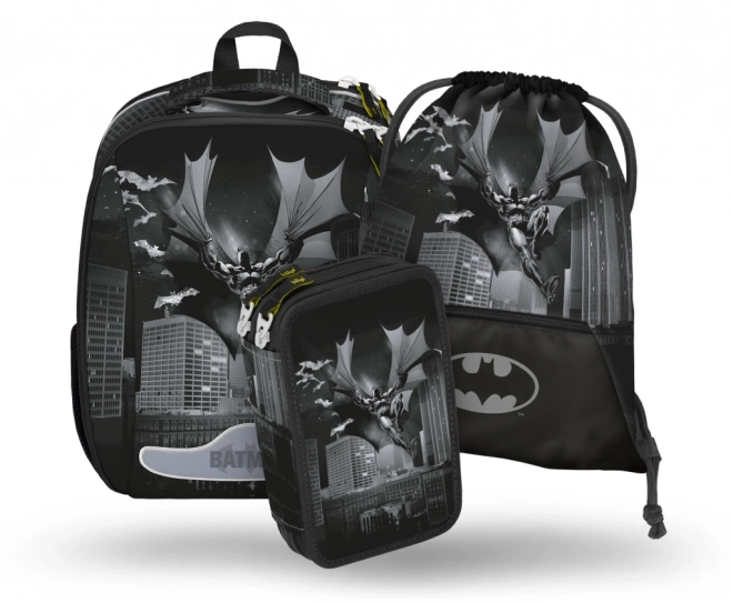 Schulset Batman Dunkle Stadt: Rucksack, Federmappe, Beutel