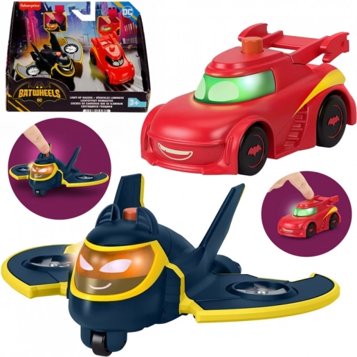 Leuchtende Fahrzeuge DC Batwheels – Set mit 2 Stück (Redbird und Batwing) 1:55