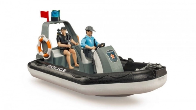 Bruder Polizeiboot mit Polizist und Taucher