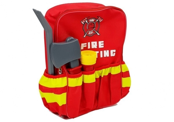 Feuerwehrmann-Set mit Rucksack, Taschenlampe, Feuerlöscher und Megafon