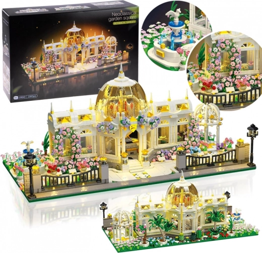 Modellbausatz Neoklassischer botanischer Gartenpavillon mit LED-Beleuchtung, 2397 Teile