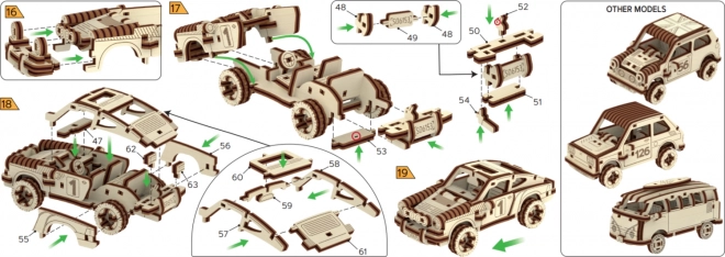 Holzpuzzle 3D Rallyeauto Modell