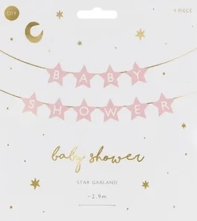 Babyshower Banner Hellrosa Sterne