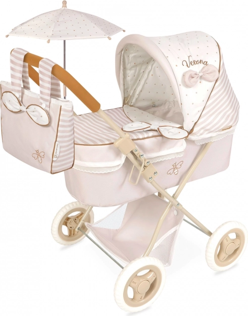 Klappbarer Puppenwagen mit Sonnenschirm und Tasche Verona 60 cm