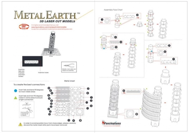 3D-Metallpuzzle Schiefer Turm von Pisa