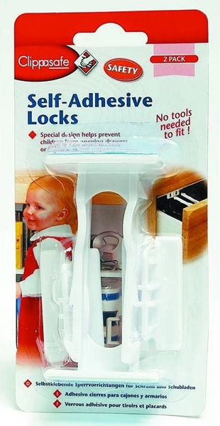Sicherung für Schränke/Schubladen, selbstklebend, 2 Stück