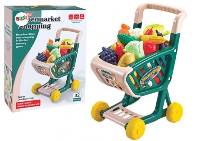 Kindereinkaufswagen Set Gemüse und Obst grün