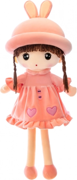 Weiche Textilpuppe mit rosa Kleid und Häschenohren 45cm