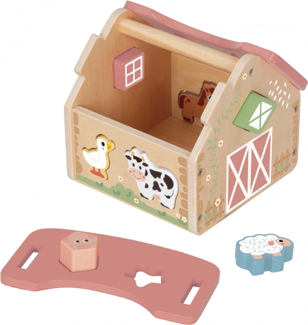 WOOPIE Holzbauernhof Sortierspielzeug und Farben 13 Stk