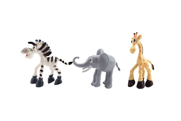 Fröhliche Safari-Zoo-Tiere aus Plastik, 9-10cm, 6er-Pack