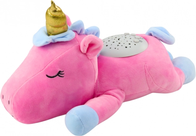 Rosa Plüsch-Einhorn mit Projektor und Schlafliedern