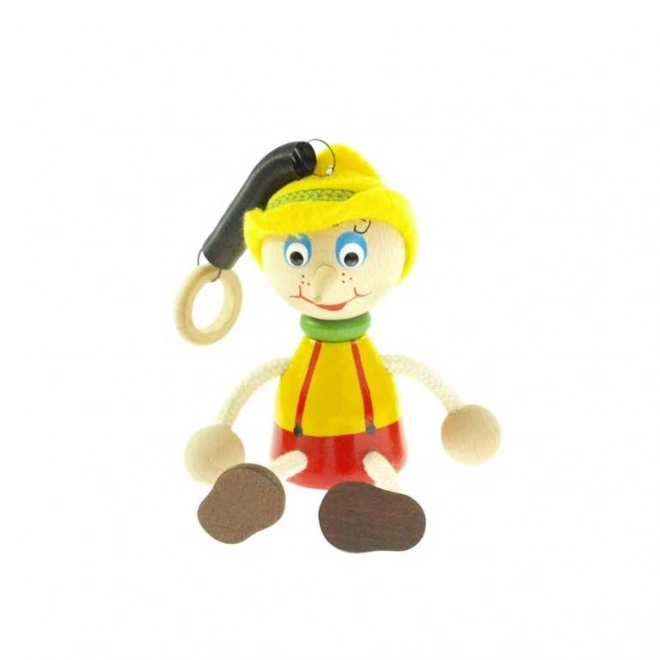 Pinocchio mit Hut auf einer Feder