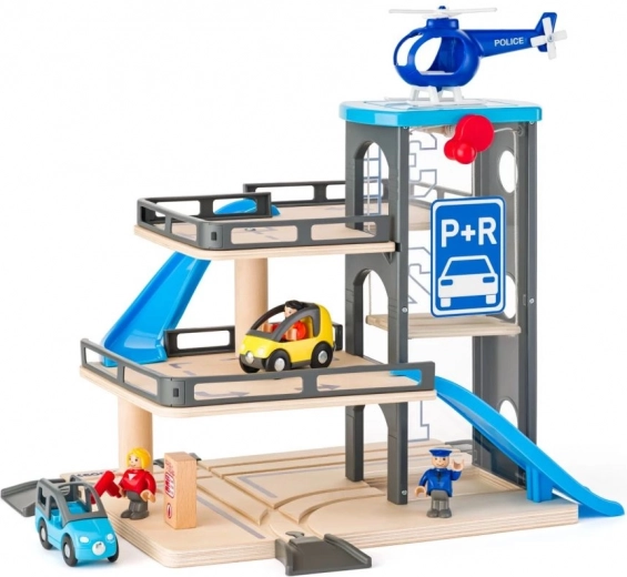Mehrstöckiges Parkhaus mit Aufzug und Rampen