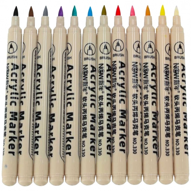 Wasserdichte Acrylstifte für Stoffe und Steine - Set mit 12 Stück