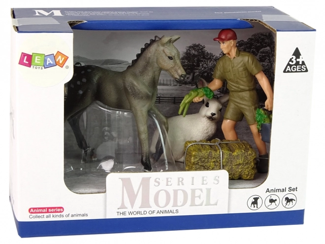 Spielzeug-Set Tiere: Pferd, Hase und Bauer