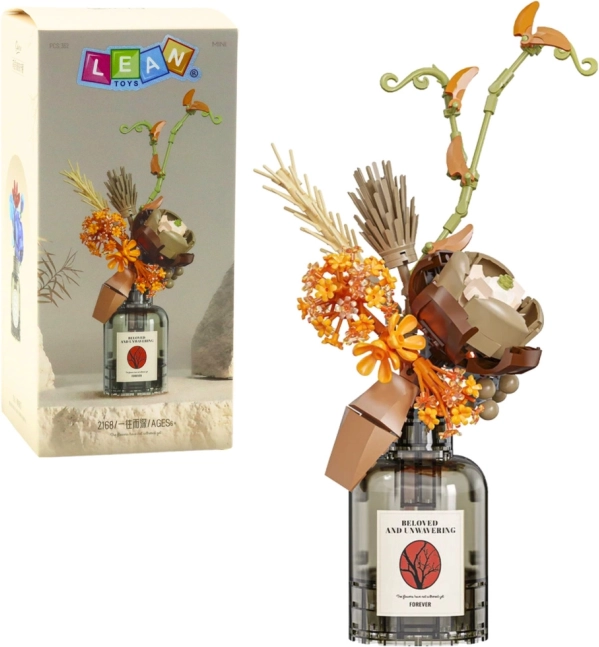Konstruktionsspielzeug Herbstblumenstrauß in beige-brauner Vase, 362 Teile