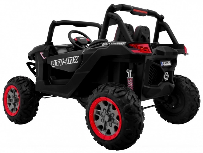 Kinderwagen SuperStar Schwarz + MP4 + Allradantrieb 4x4 + Fernsteuerung + Kofferraum + LED + Türschloss