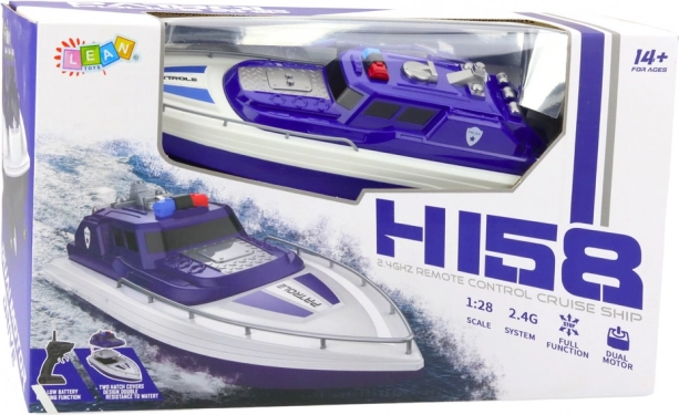 Blaues ferngesteuertes Polizeiboot