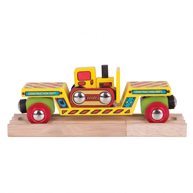 Bigjigs Rail Wagon mit Bulldozer und 2 Gleisen