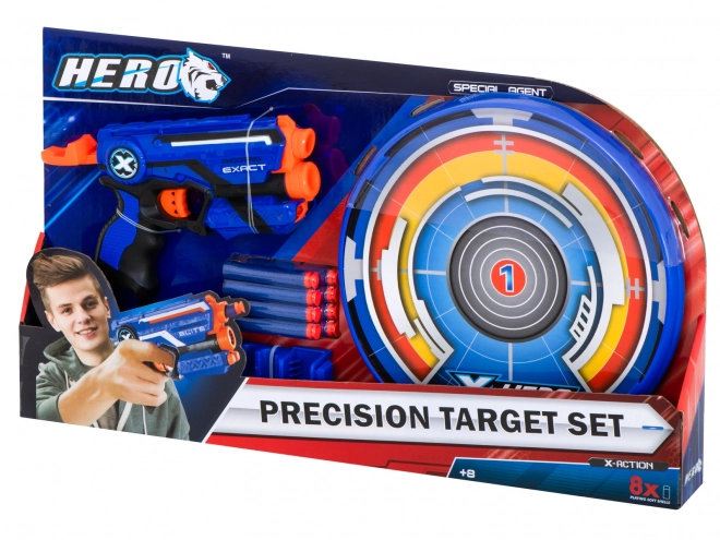 Schaumstoffmaschinenpistole NERF + Zielscheibe + 8 Pfeile