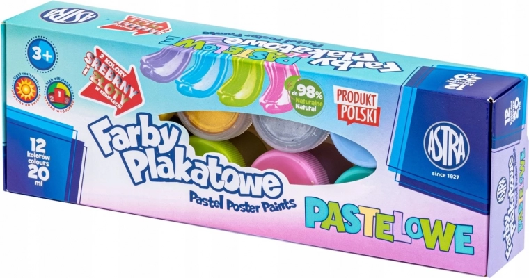 ASTRA Pastell-Tempera-Farben 12×20 ml (2 metallische Töne)