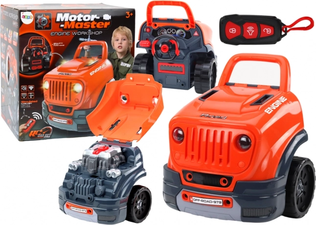 Werkstatt-Set für kleine Tüftler mit abschraubbarem Motor – orange