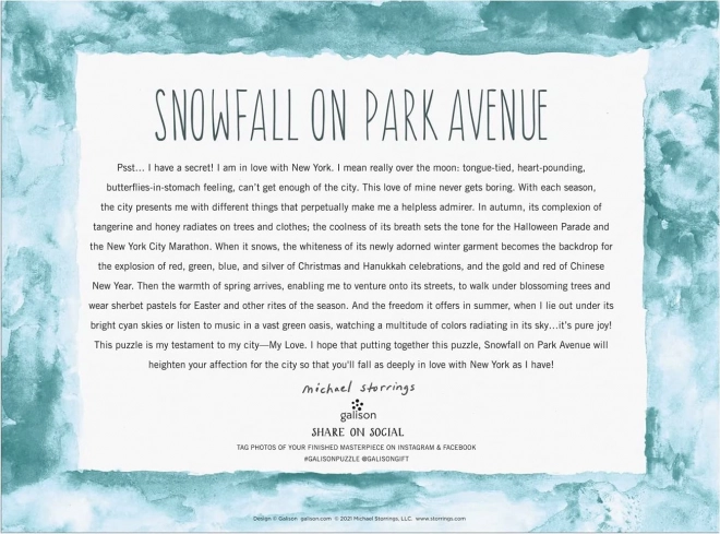 Puzzle Schneefall auf der Park Avenue von Michael Storrings - 1000 Teile