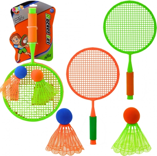 Badminton-Set für Kinder - 2 Schläger und 2 große Bälle